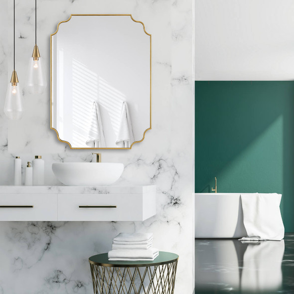 Lennyn Gold Vanity Mirror - Size: 102H x 76W x 2D (cm) - Mid-Century Modern style